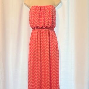 Pink strapless maxi dress